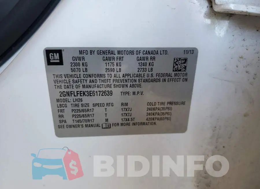 2GNFLFEK3E6172639 Photo# 12