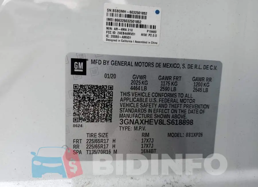 3GNAXHEV8LS618898 Photo# 13
