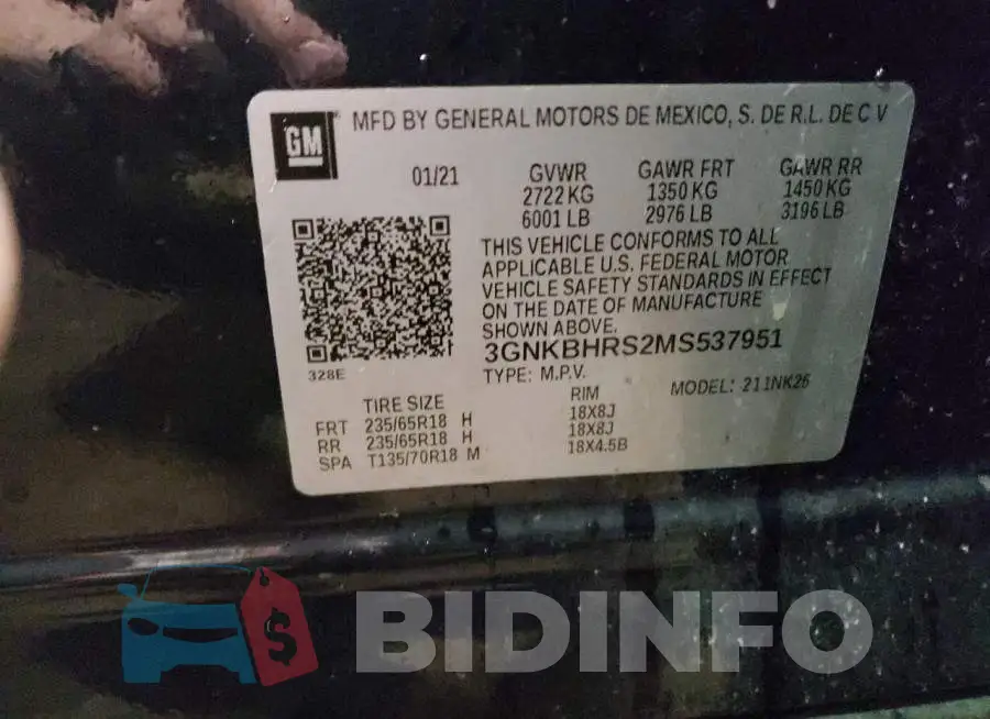 3GNKBHRS2MS537951 Photo# 12