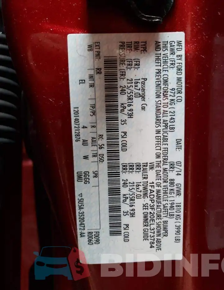 1FADP3F20EL373784 Photo# 13