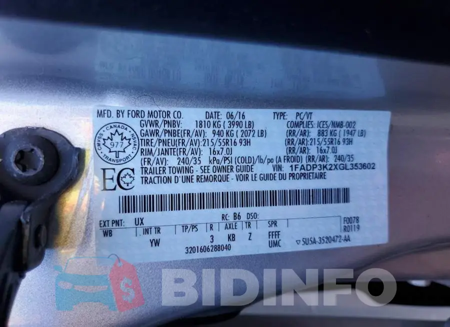1FADP3K2XGL353602 Photo# 12