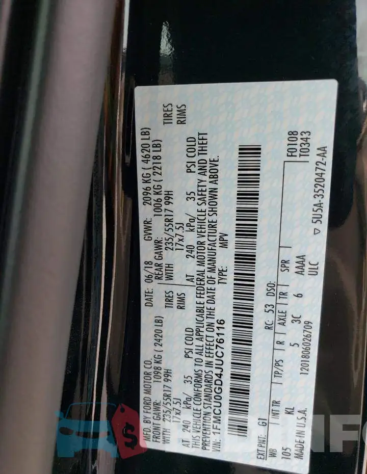 1FMCU0GD4JUC76116 Photo# 12