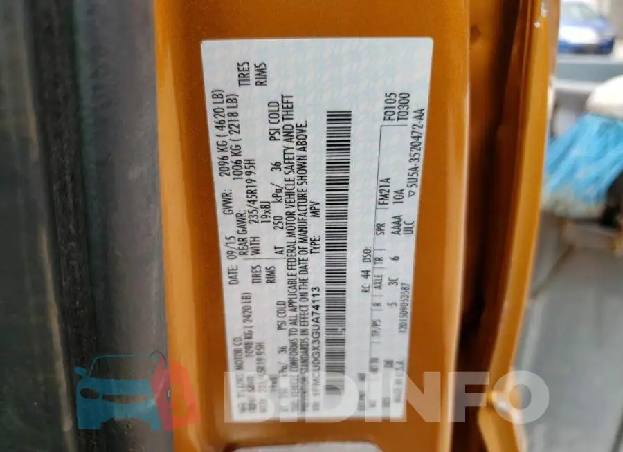 1FMCU0GX3GUA74113 Photo# 12