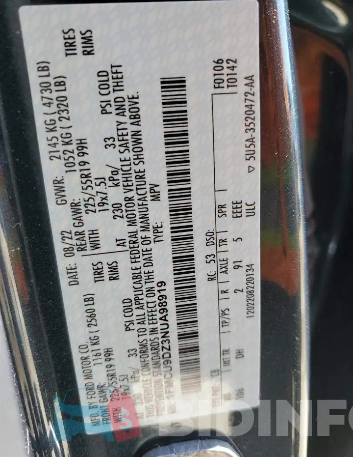 1FMCU9DZ3NUA98919 Photo# 13