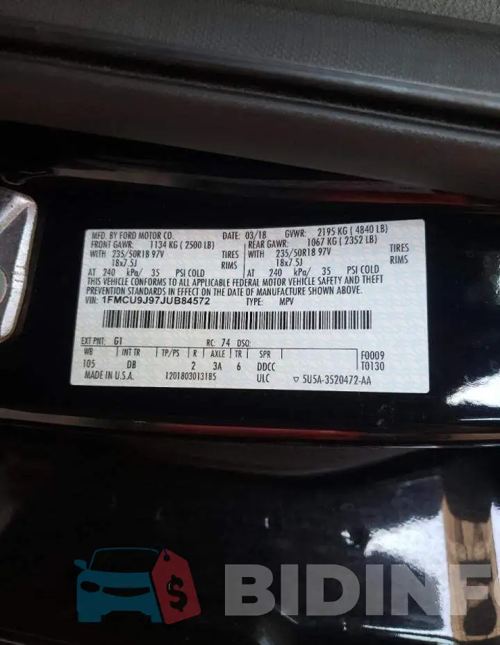 1FMCU9J97JUB84572 Photo# 12