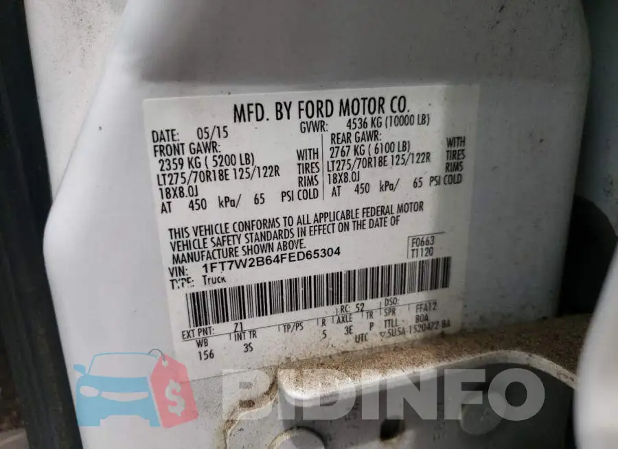 1FT7W2B64FED65304 Photo# 10