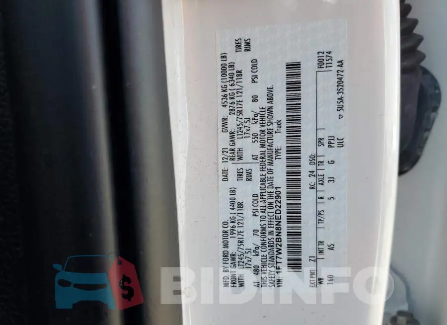 1FT7W2BN8NED22901 Photo# 12