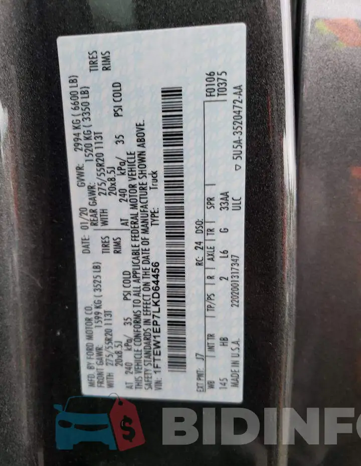 1FTEW1EP7LKD64456 Photo# 12