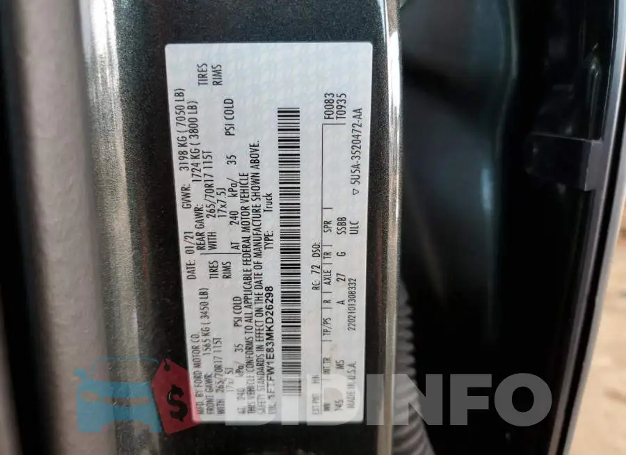 1FTFW1E83MKD26298 Photo# 12