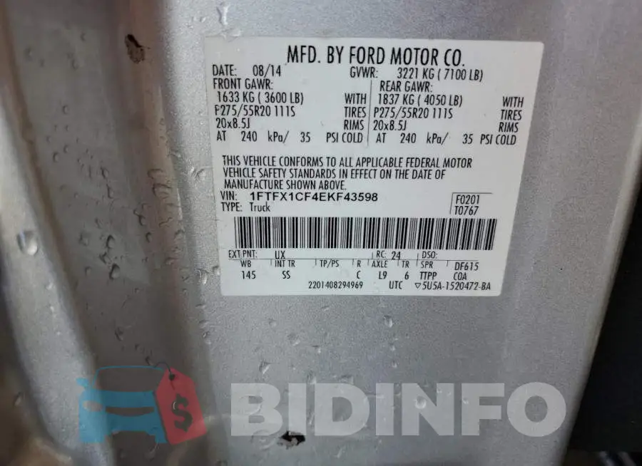 1FTFX1CF4EKF43598 Photo# 12