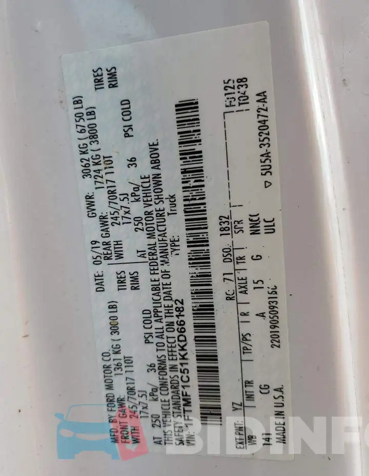 1FTMF1C51KKD66182 Photo# 13