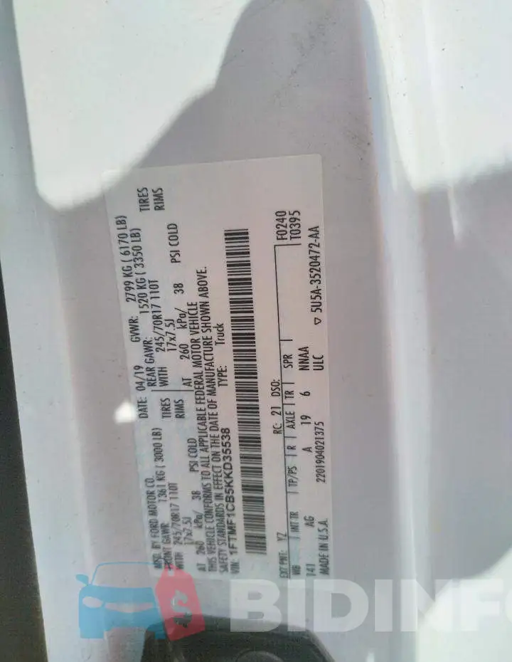 1FTMF1CB5KKD35538 Photo# 12