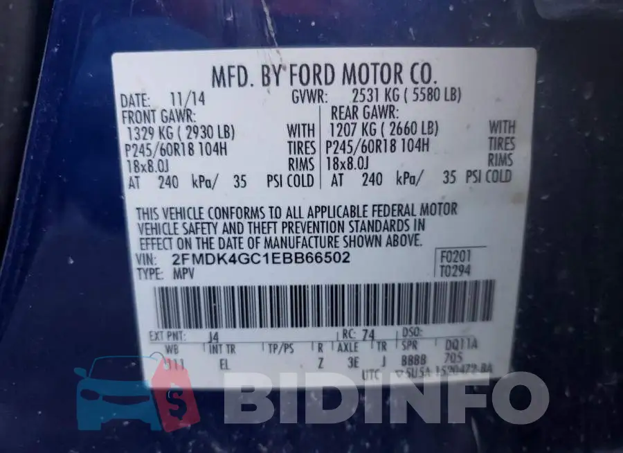 2FMDK4GC1EBB66502 Photo# 13