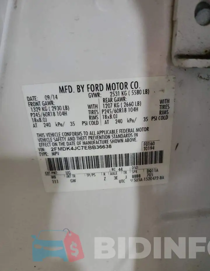 2FMDK4JC7EBB36638 Photo# 13