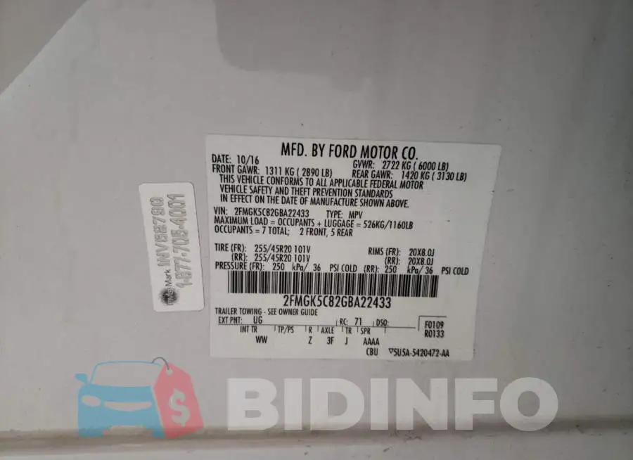 2FMGK5C82GBA22433 Photo# 12