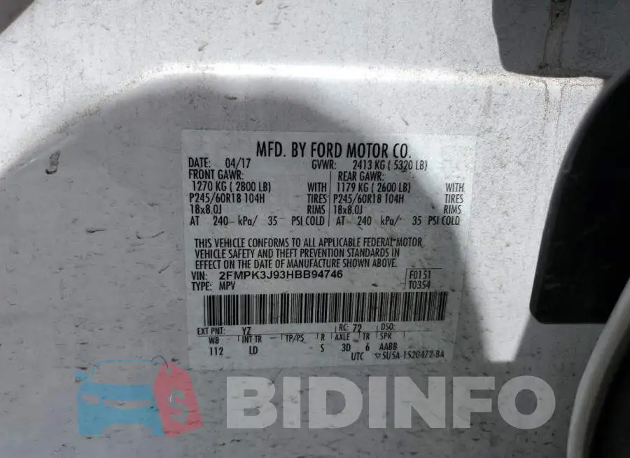 2FMPK3J93HBB94746 Photo# 13