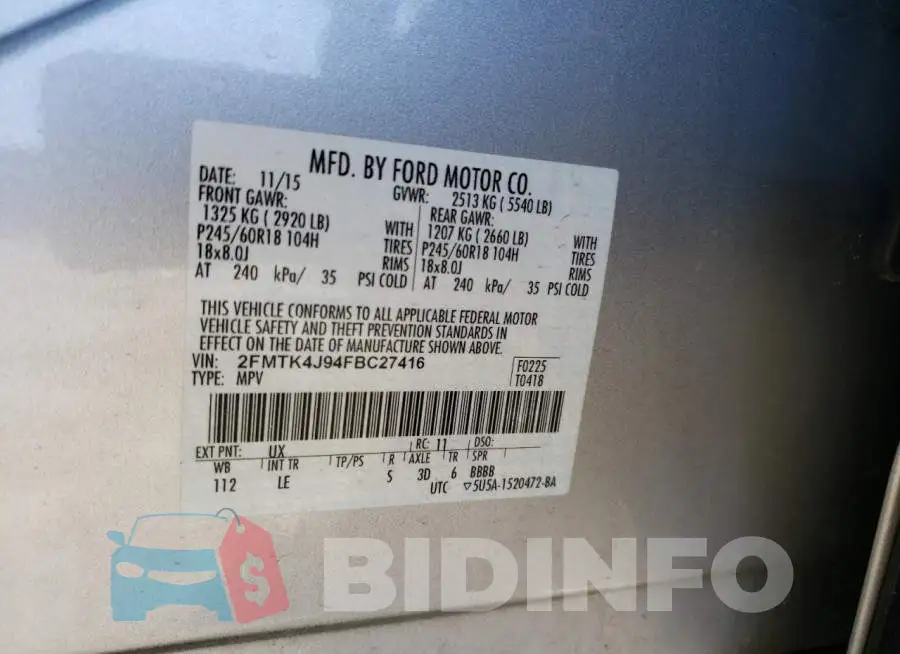 2FMTK4J94FBC27416 Photo# 14