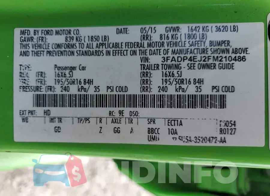 3FADP4EJ2FM210486 Photo# 13