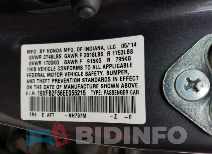19XFB2F56EE055215 Photo# 13