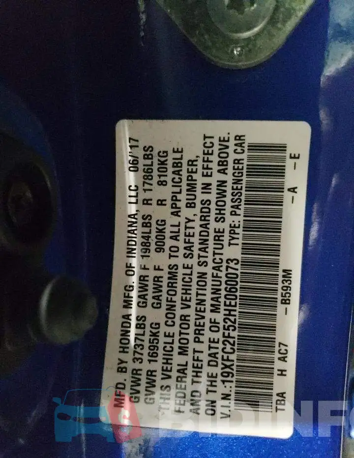 19XFC2F52HE060073 Photo# 12