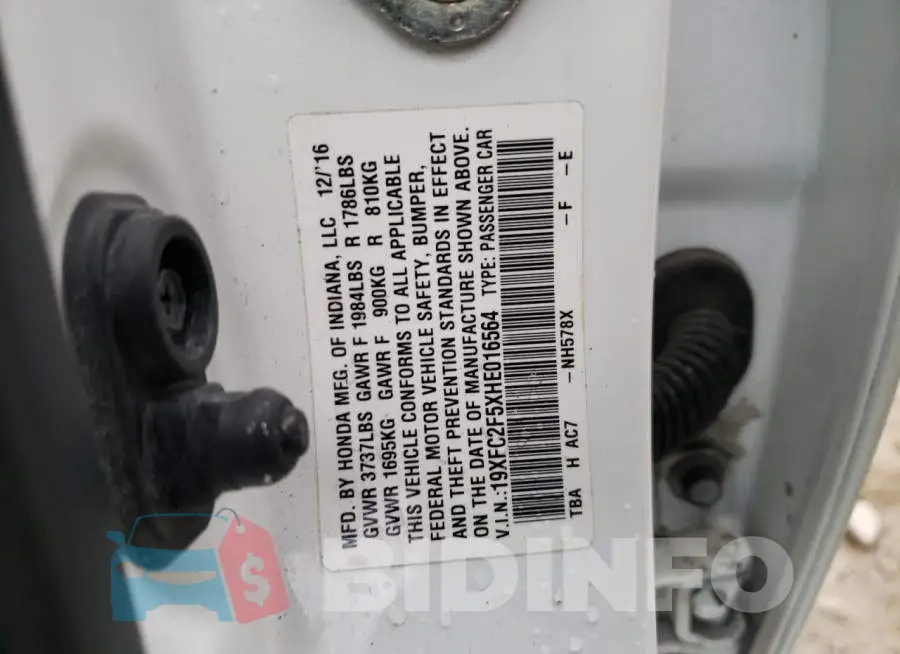 19XFC2F5XHE016564 Photo# 12
