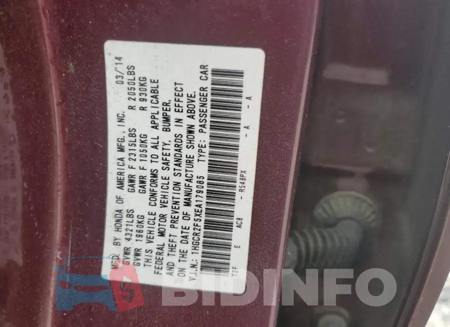 1HGCR2F5XEA179085 Photo# 12