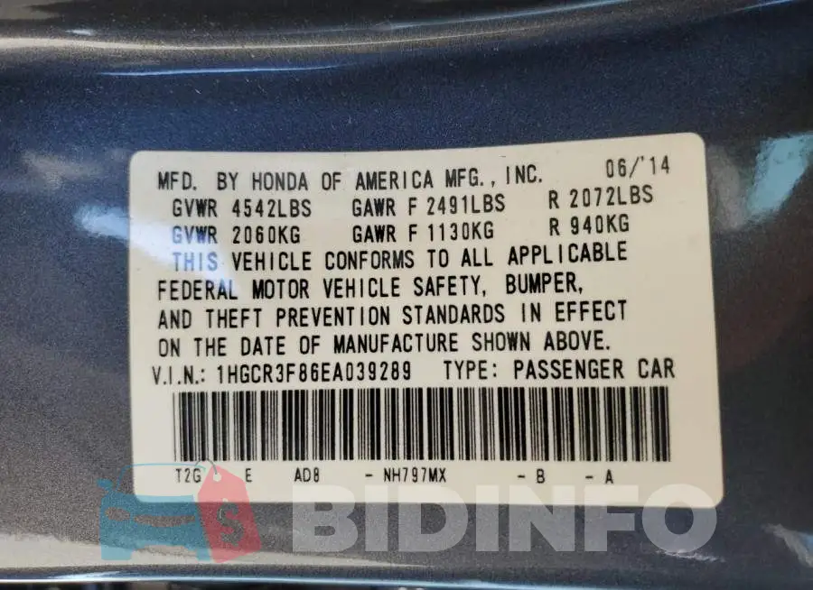 1HGCR3F86EA039289 Photo# 13