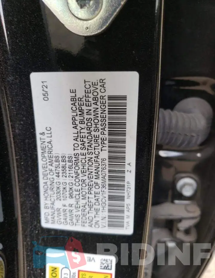 1HGCV1F36MA076376 Photo# 12