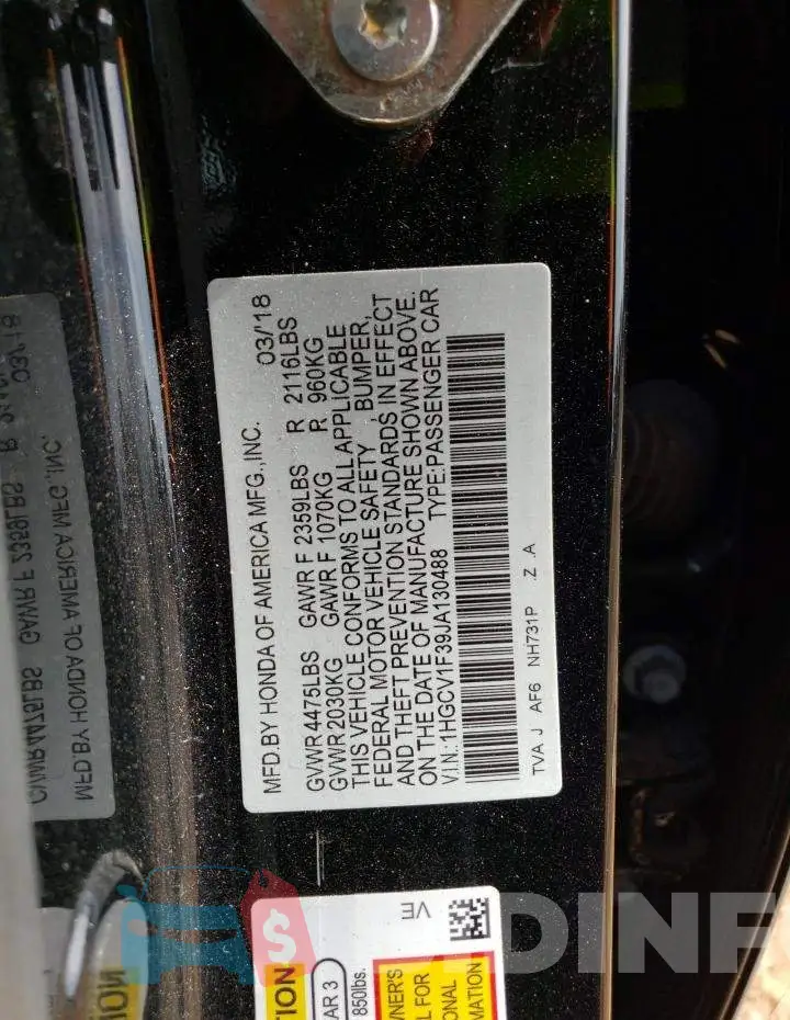 1HGCV1F39JA130488 Photo# 12