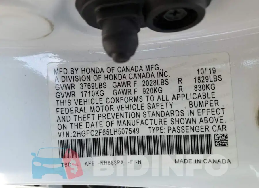 2HGFC2F65LH507549 Photo# 12