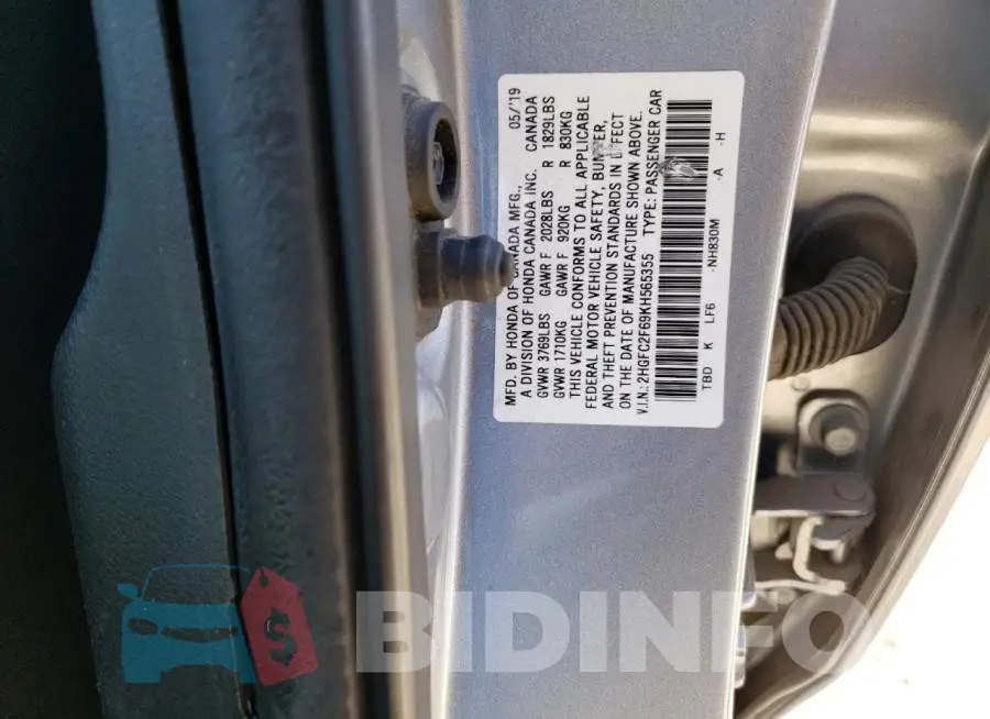 2HGFC2F69KH565355 Photo# 12