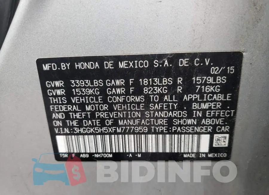 3HGGK5H5XFM777959 Photo# 13