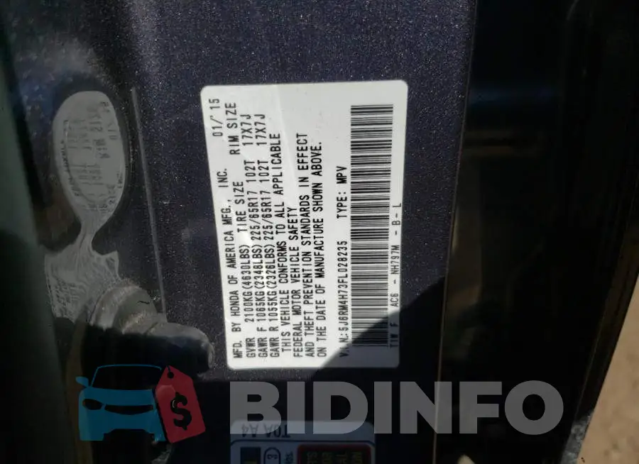 5J6RM4H73FL028235 Photo# 12