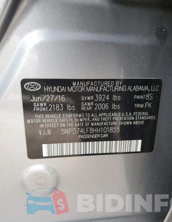 5NPD74LF8HH101855 Photo# 12
