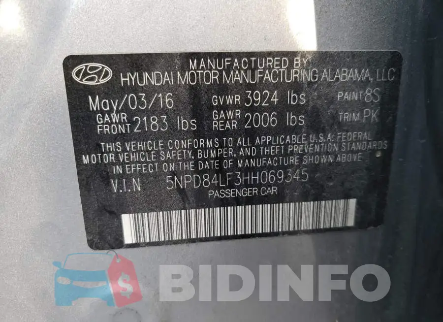 5NPD84LF3HH069345 Photo# 13