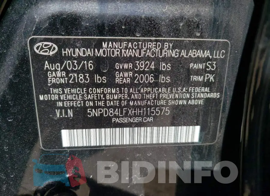 5NPD84LFXHH115575 Photo# 12