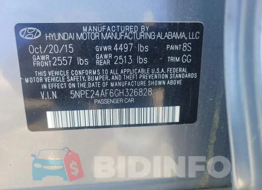 5NPE24AF6GH326828 Photo# 10
