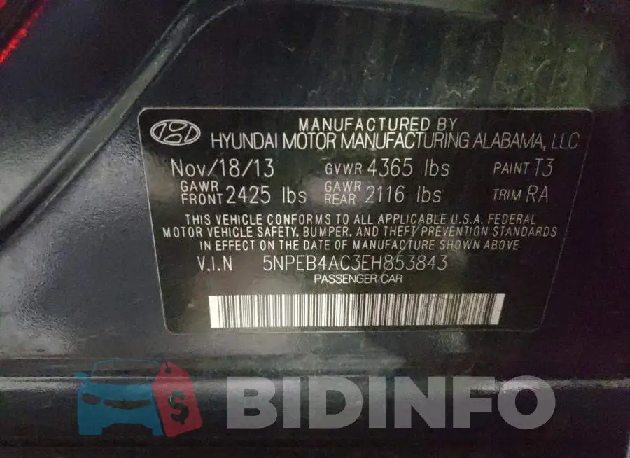 5NPEB4AC3EH853843 Photo# 12