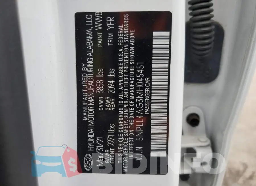 5NPLL4AG3MH045451 Photo# 12