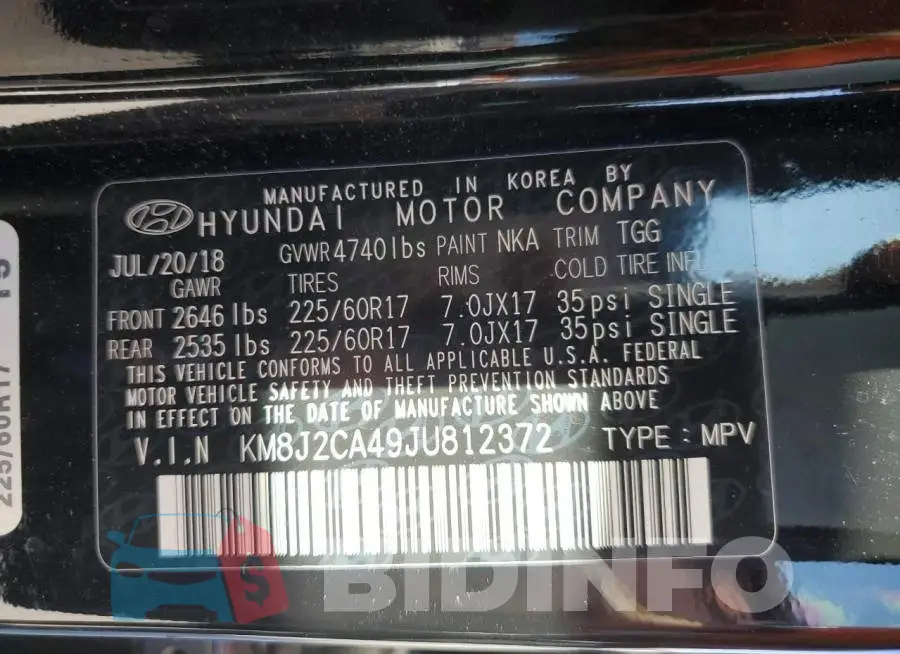 KM8J2CA49JU812372 Photo# 13