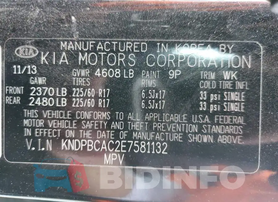 KNDPBCAC2E7581132 Photo# 12