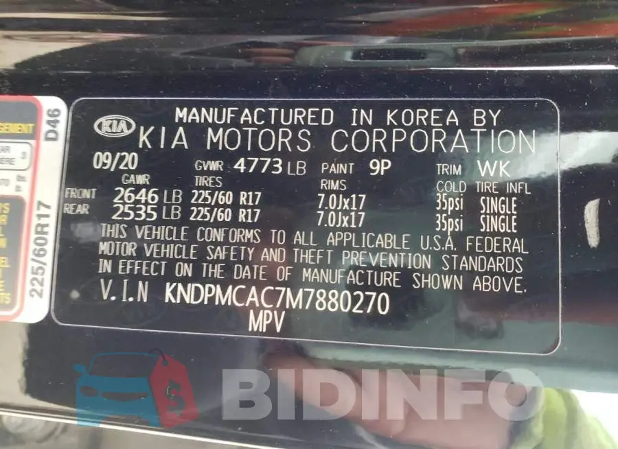KNDPMCAC7M7880270 Photo# 12