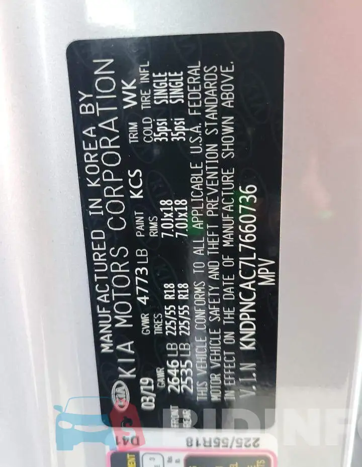 KNDPNCAC7L7660736 Photo# 14