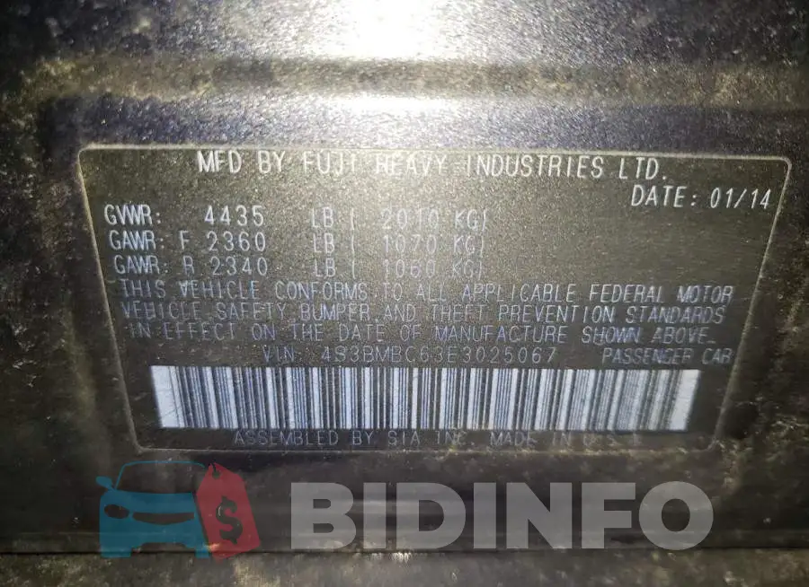 4S3BMBC63E3025067 Photo# 12