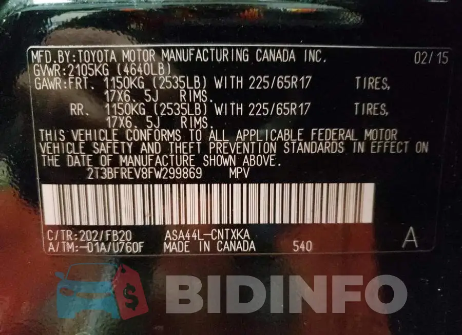 2T3BFREV8FW299869 Photo# 13