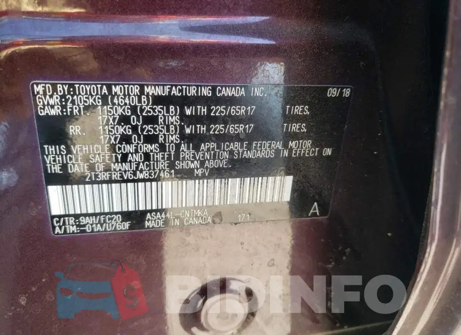 2T3RFREV6JW837461 Photo# 12
