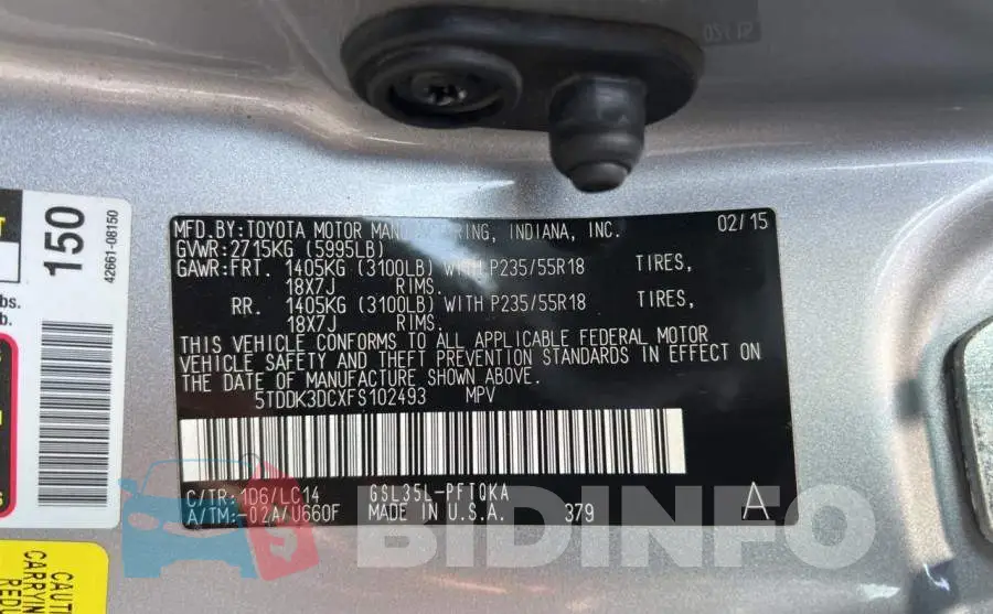 5TDDK3DCXFS102493 Photo# 10