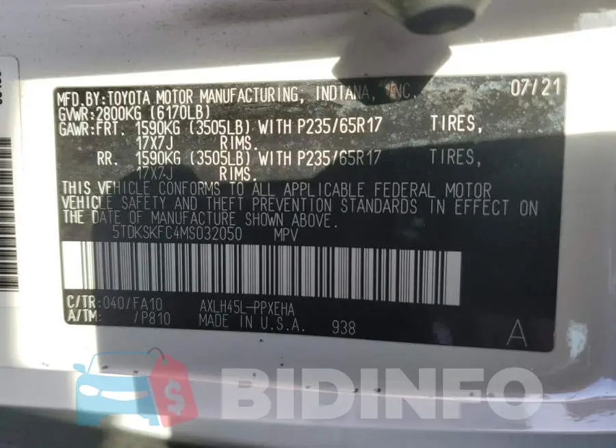 5TDKSKFC4MS032050 Photo# 13