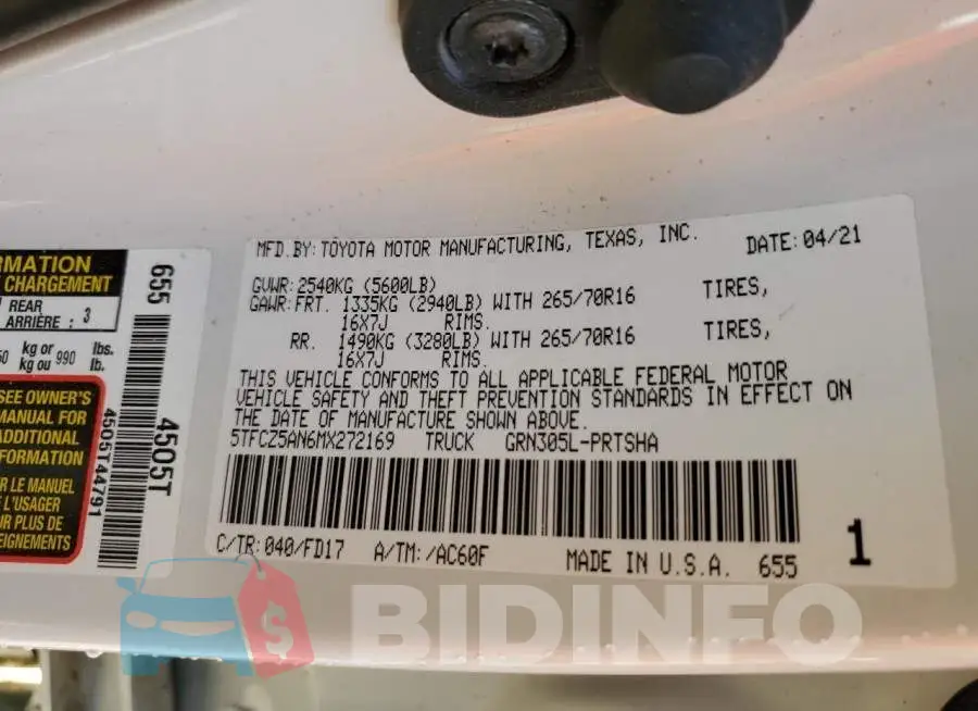 5TFCZ5AN6MX272169 Photo# 12