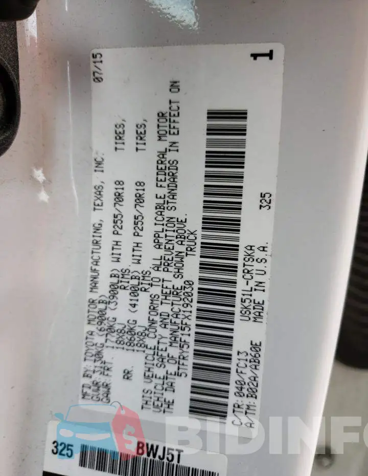 5TFRY5F15FX192030 Photo# 12